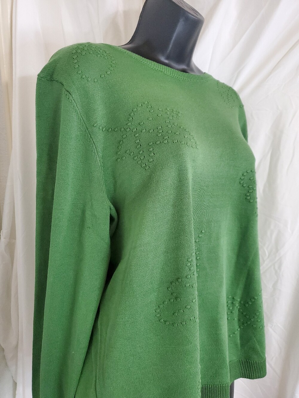 Jessica Simpson green embroidered thin knit sweater size XL brand new